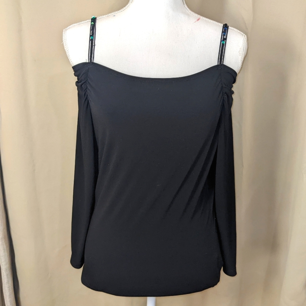 VENUS long sleeve sequin strap top